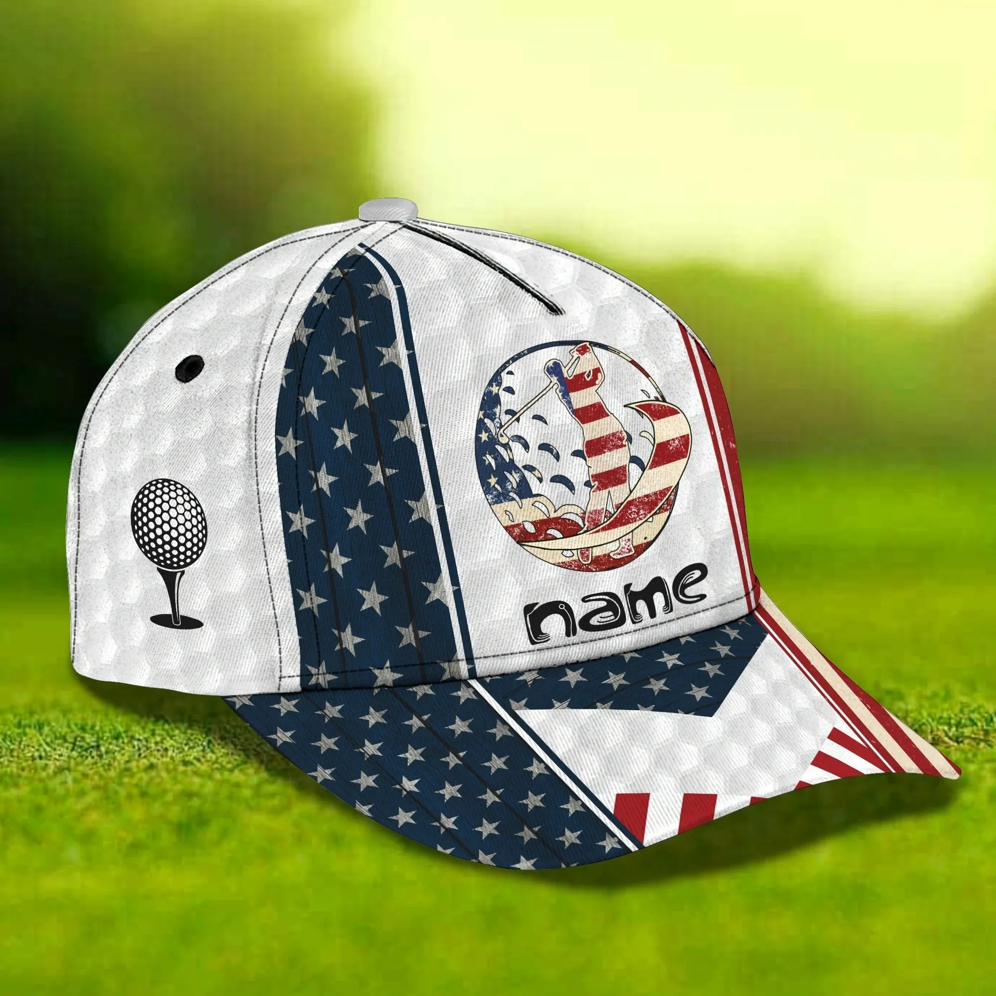 3D Full Print Classic Cap Hat For Golfer, American Golfer Gifts, Good Quality Golf Cap For Men And Woman