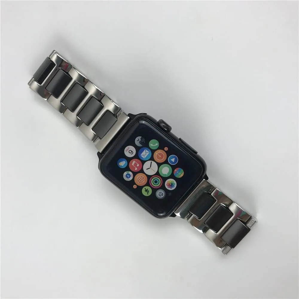 Apple Watch Series Band, Ceramic Stainless Steel link Strap