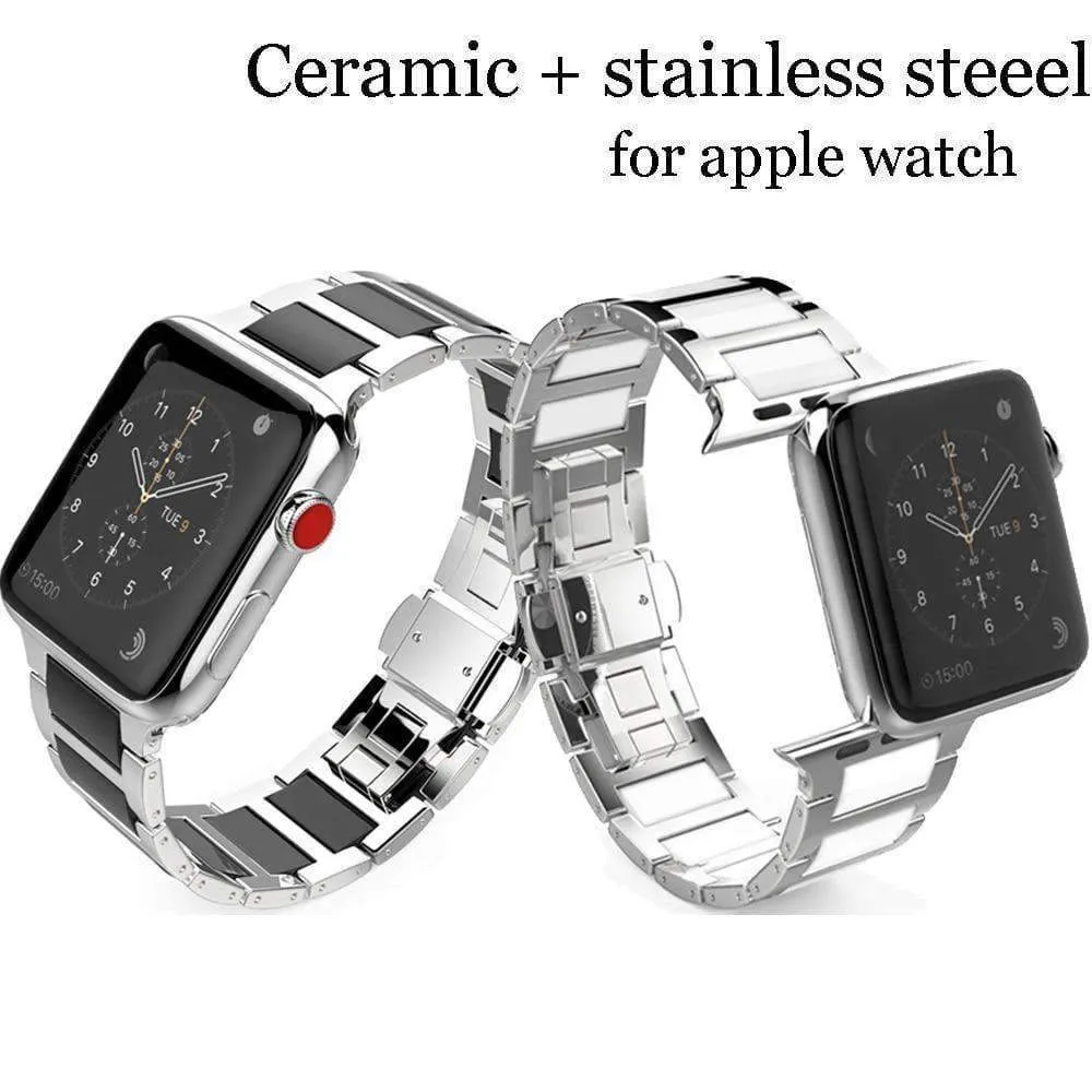 Apple Watch Series Band, Ceramic Stainless Steel link Strap