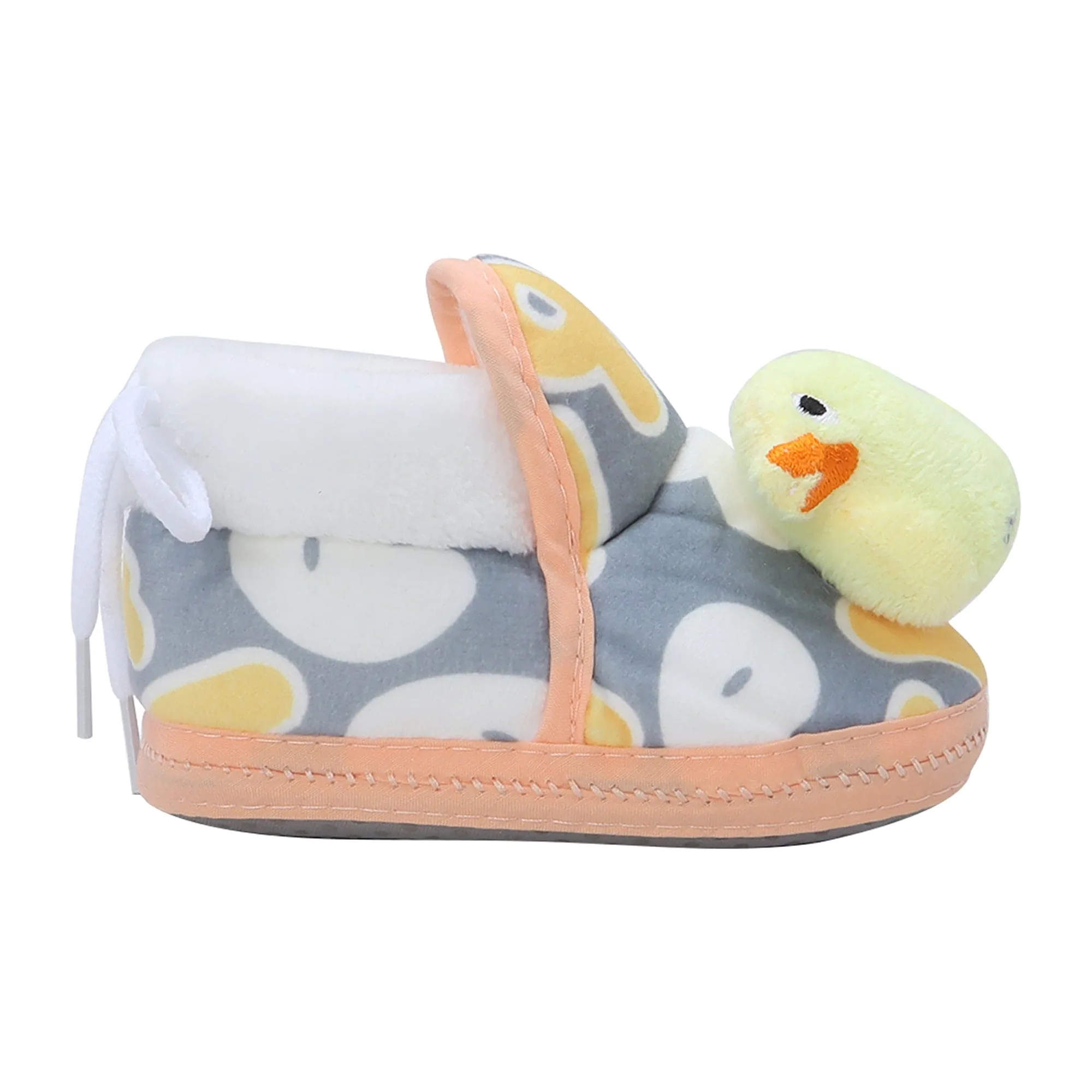 Baby Moo 3D Ducky Duck Soft Slip-On Anti-Skid Plush Warm Booties - Yellow