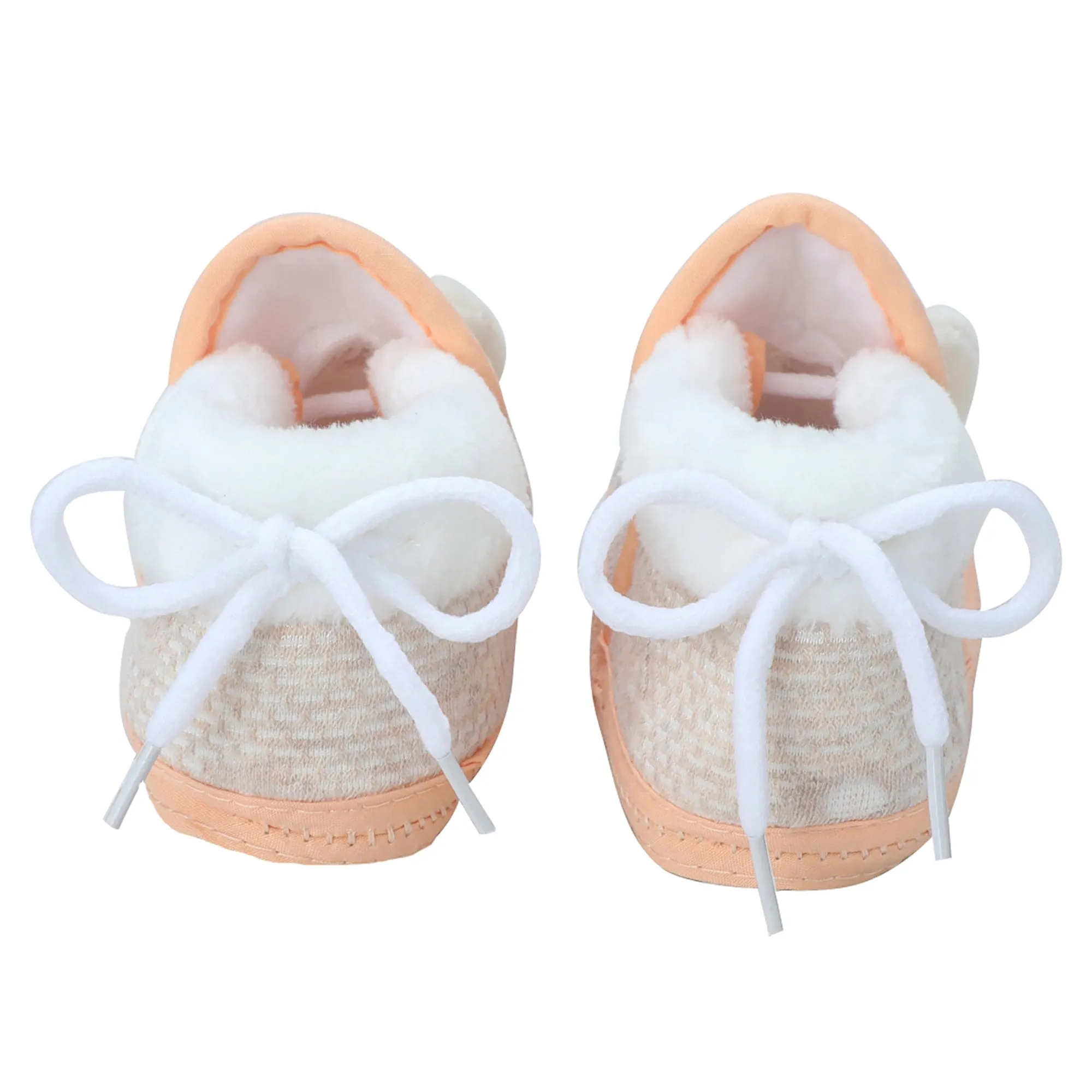 Baby Moo 3D Fish Soft Slip-On Anti-Skid Plush Warm Booties - Beige