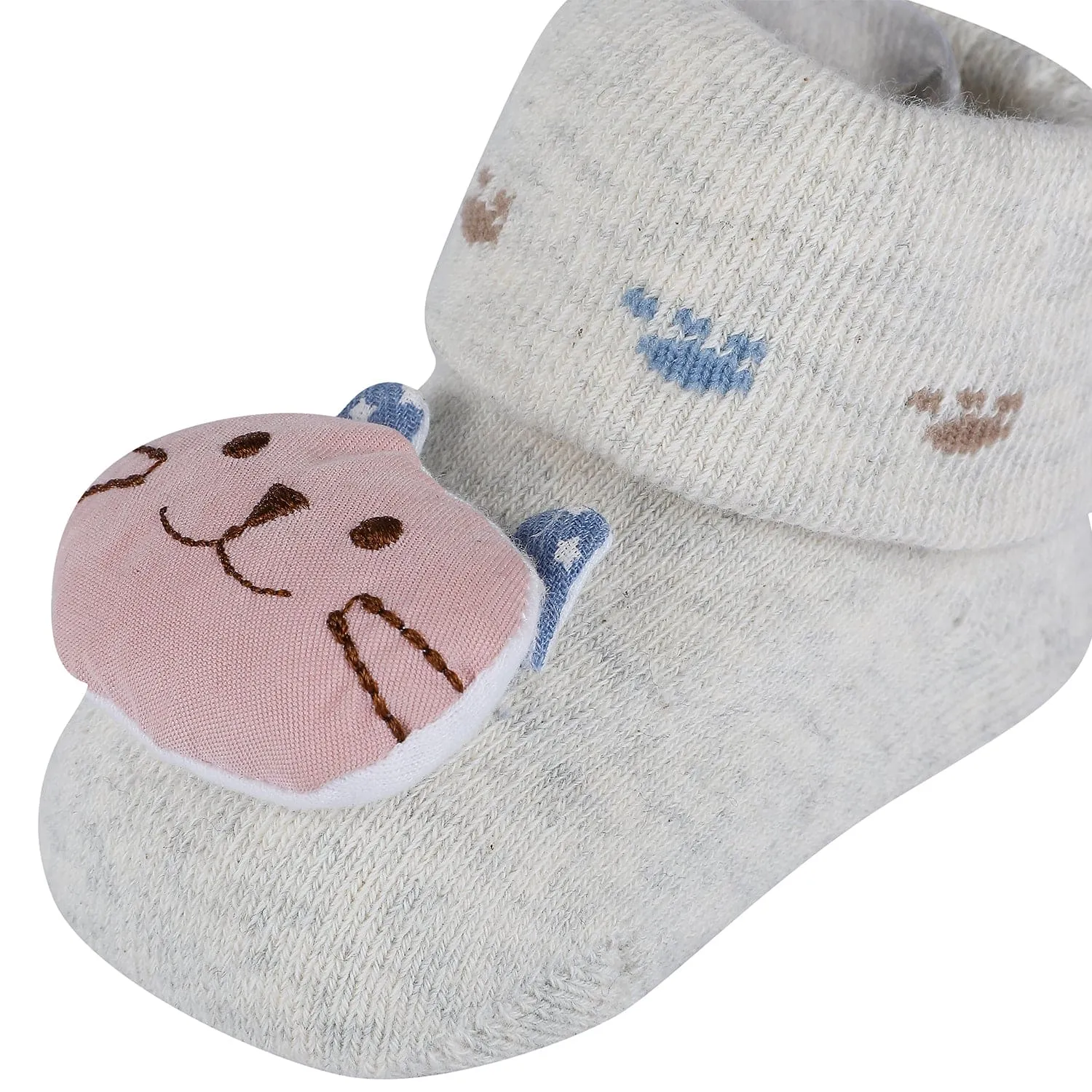 Baby Moo Blushing Kitty Cotton Anti-Skid 3D Socks - Grey