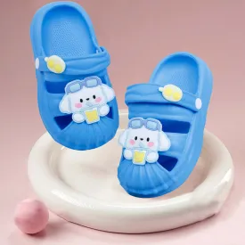 Baby Moo Chilling Puppy Applique Waterproof Anti-Skid Sling Back Clogs - Blue