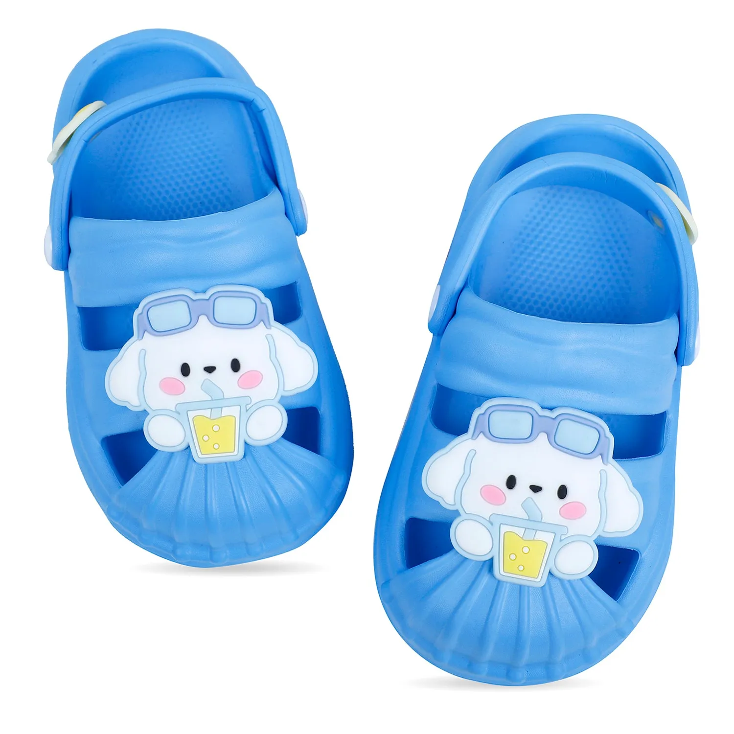 Baby Moo Chilling Puppy Applique Waterproof Anti-Skid Sling Back Clogs - Blue