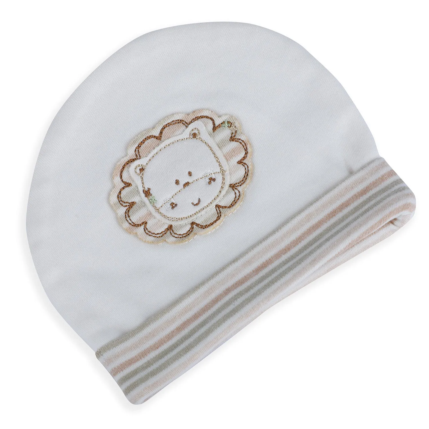 Baby Moo Forest Lion Organic Soft Cotton Cap - White