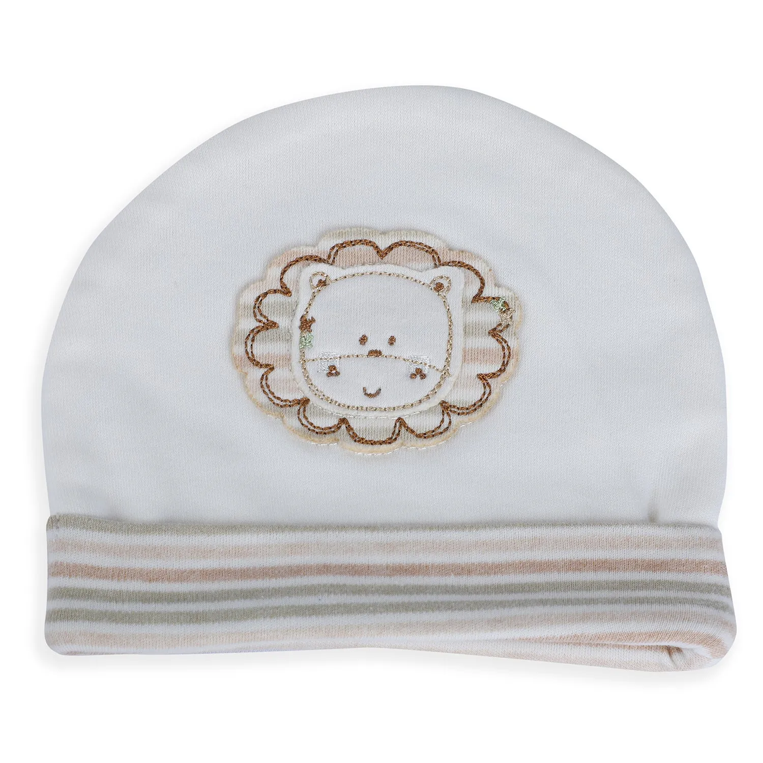 Baby Moo Forest Lion Organic Soft Cotton Cap - White