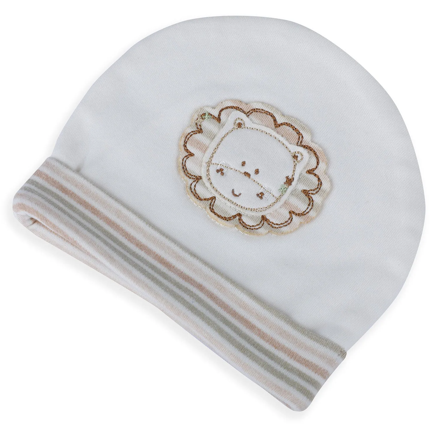 Baby Moo Forest Lion Organic Soft Cotton Cap - White