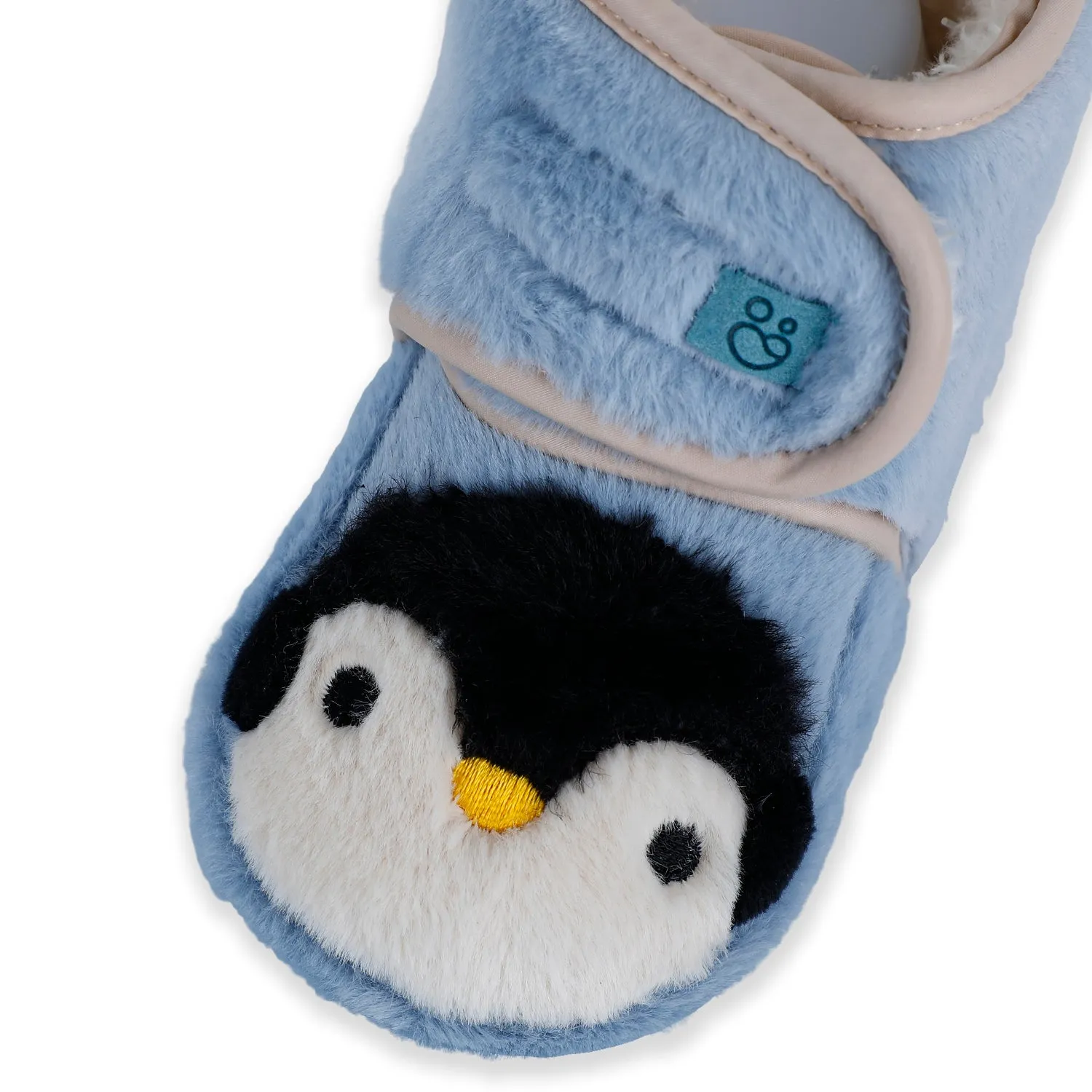 Baby Moo Penguin Warm Veclro Strap Fur Booties - Blue