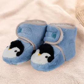 Baby Moo Penguin Warm Veclro Strap Fur Booties - Blue