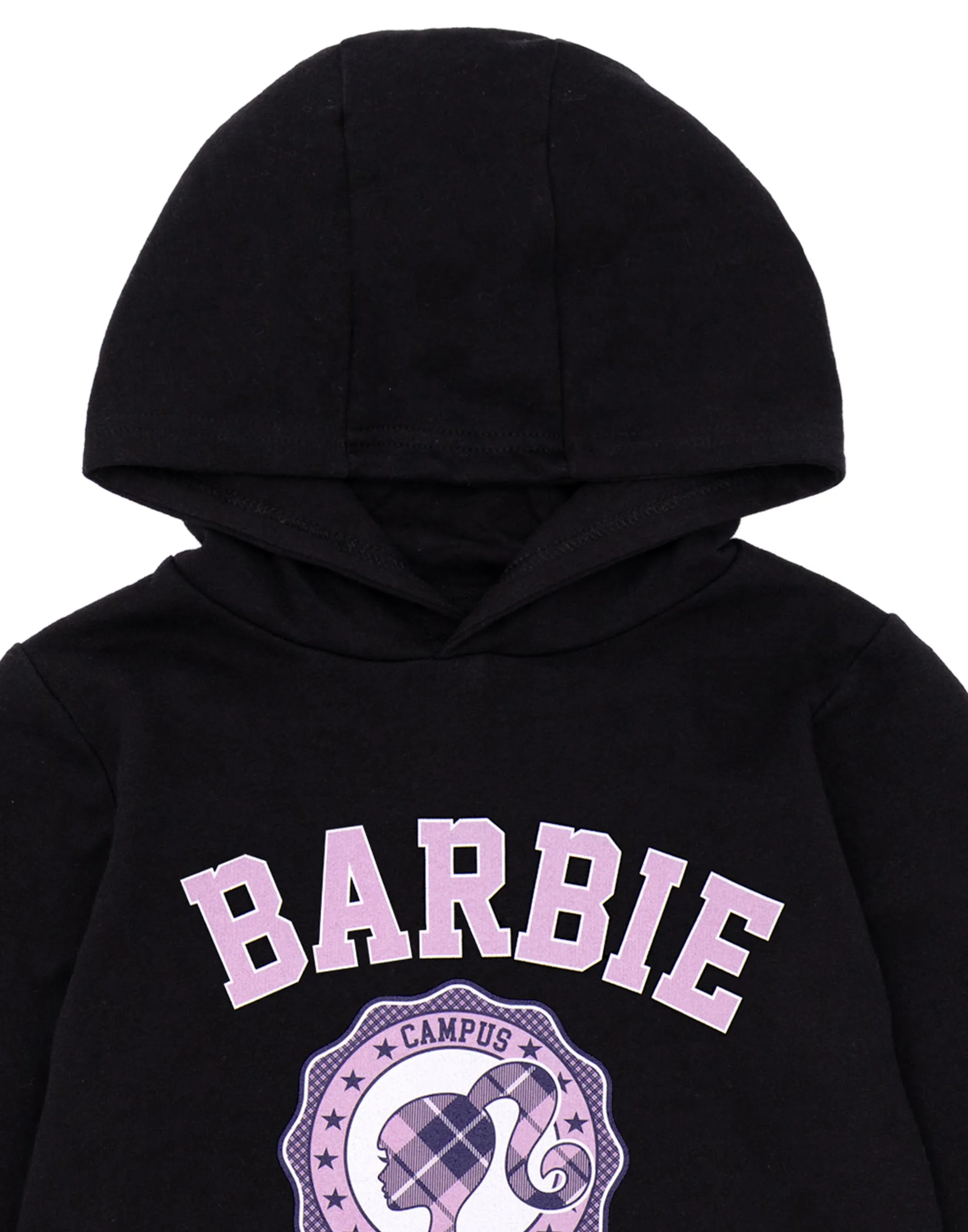 Barbie Checked Collegiate Girl Black Hoodie