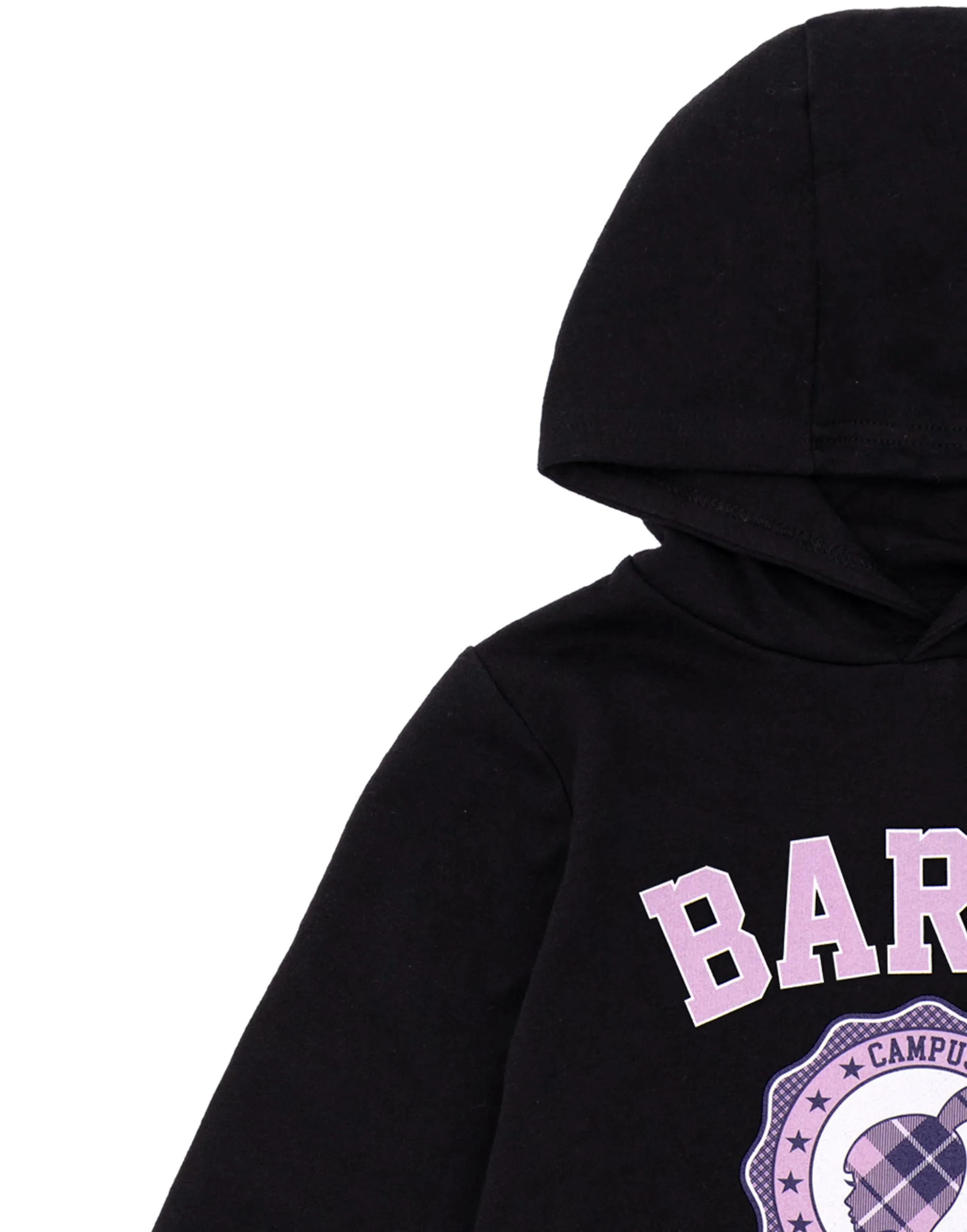 Barbie Checked Collegiate Girl Black Hoodie