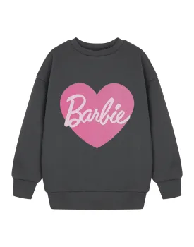 Barbie Heart Girls Grey Sweatshirt