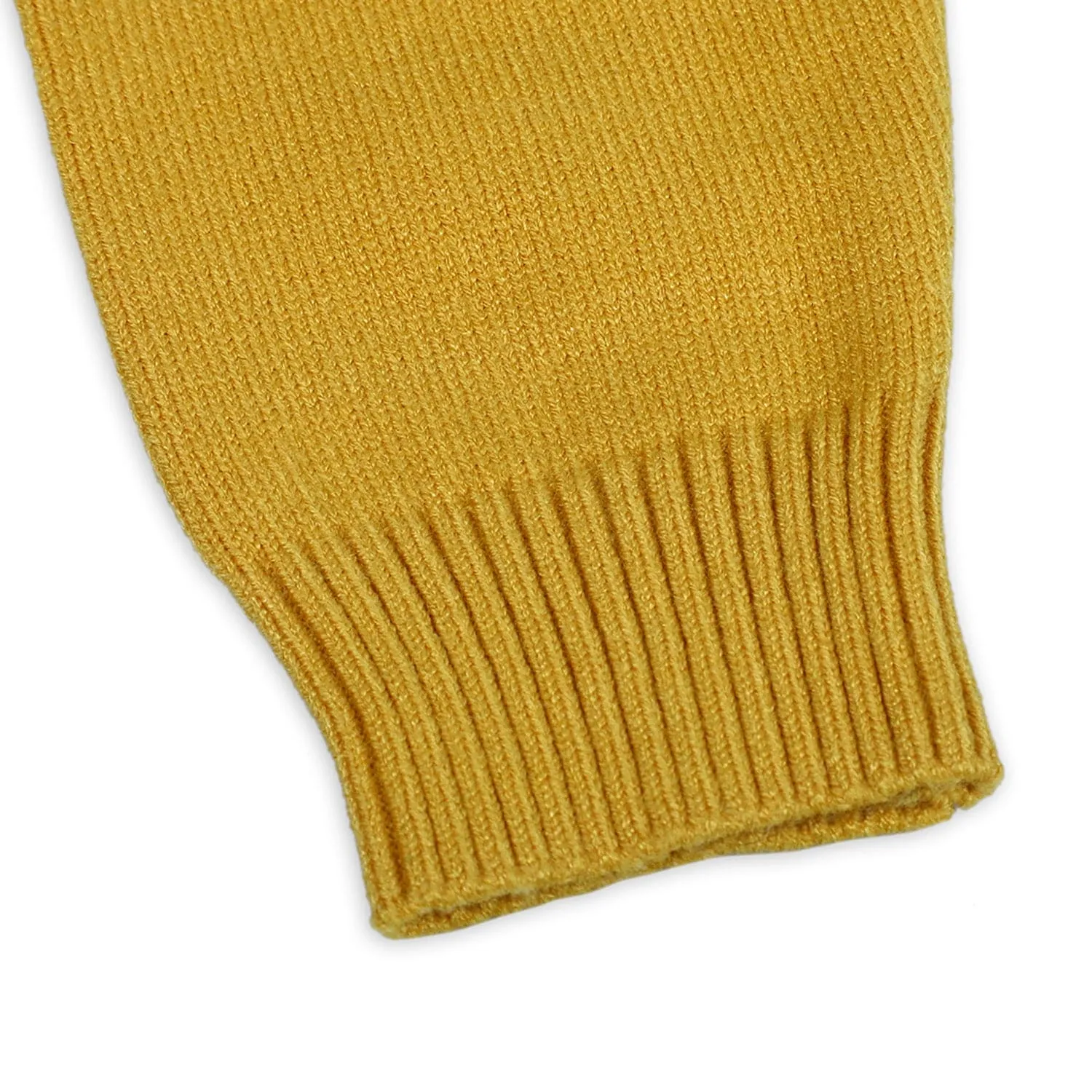 Bear Embroidery Premium Full Sleeves Knitted Sweater - Mustard