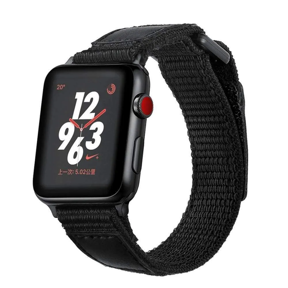 Black Leather Sport Loop Woven Nylon Breathable Wristband Series