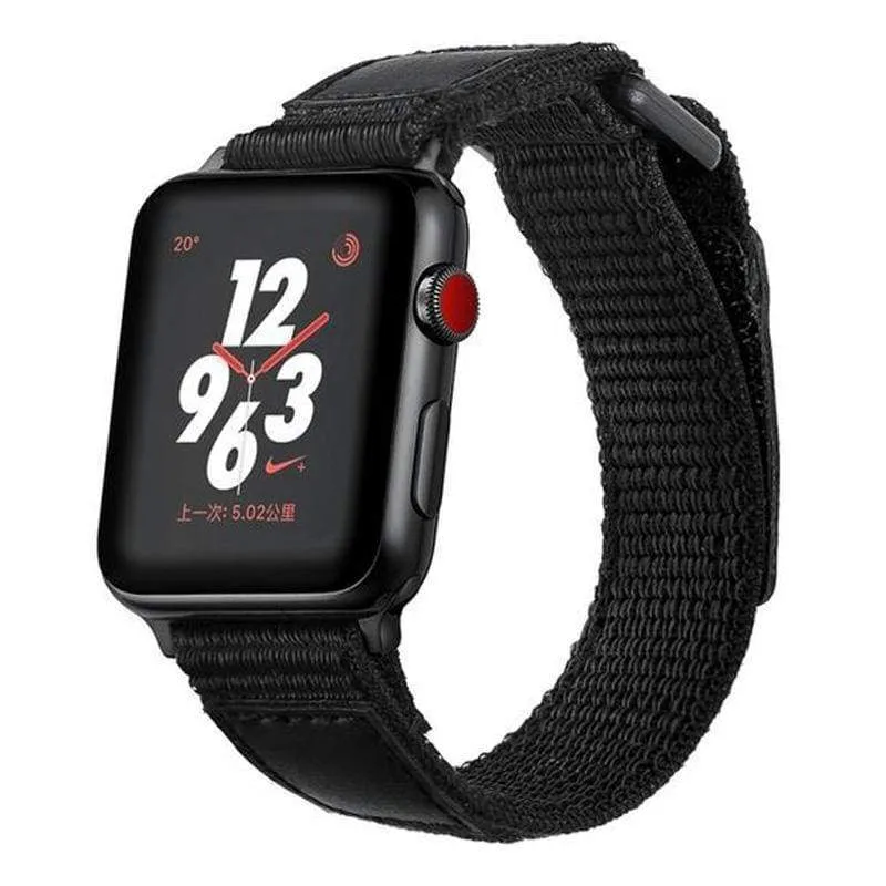 Black Leather Sport Loop Woven Nylon Breathable Wristband Series