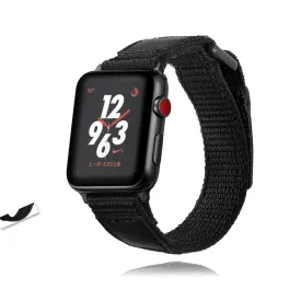 Black Leather Sport Loop Woven Nylon Breathable Wristband Series