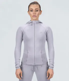 Born Tough Contoured Gray Sleeve Loops Running Tracksuit Hoodie for Women