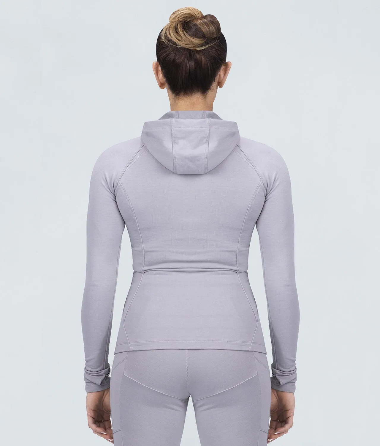 Born Tough Contoured Gray Sleeve Loops Running Tracksuit Hoodie for Women