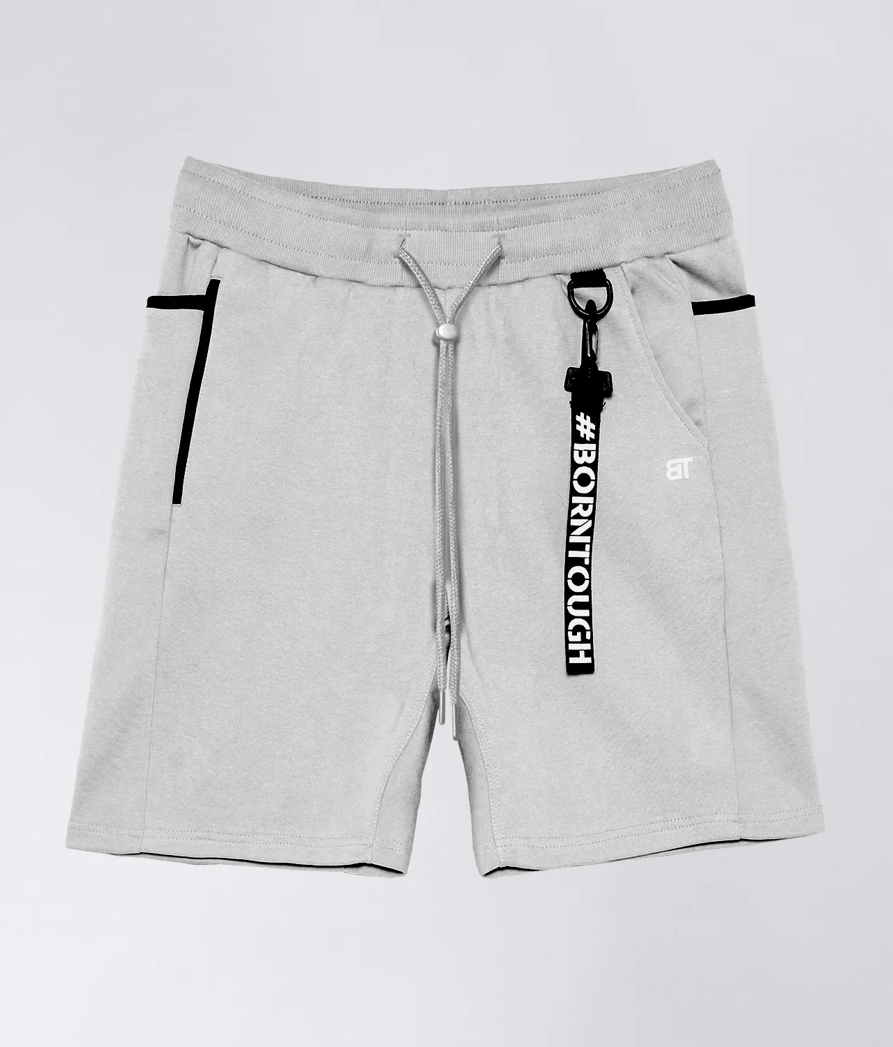 Born Tough Core Fit Zippered Gray Running Shorts for Men