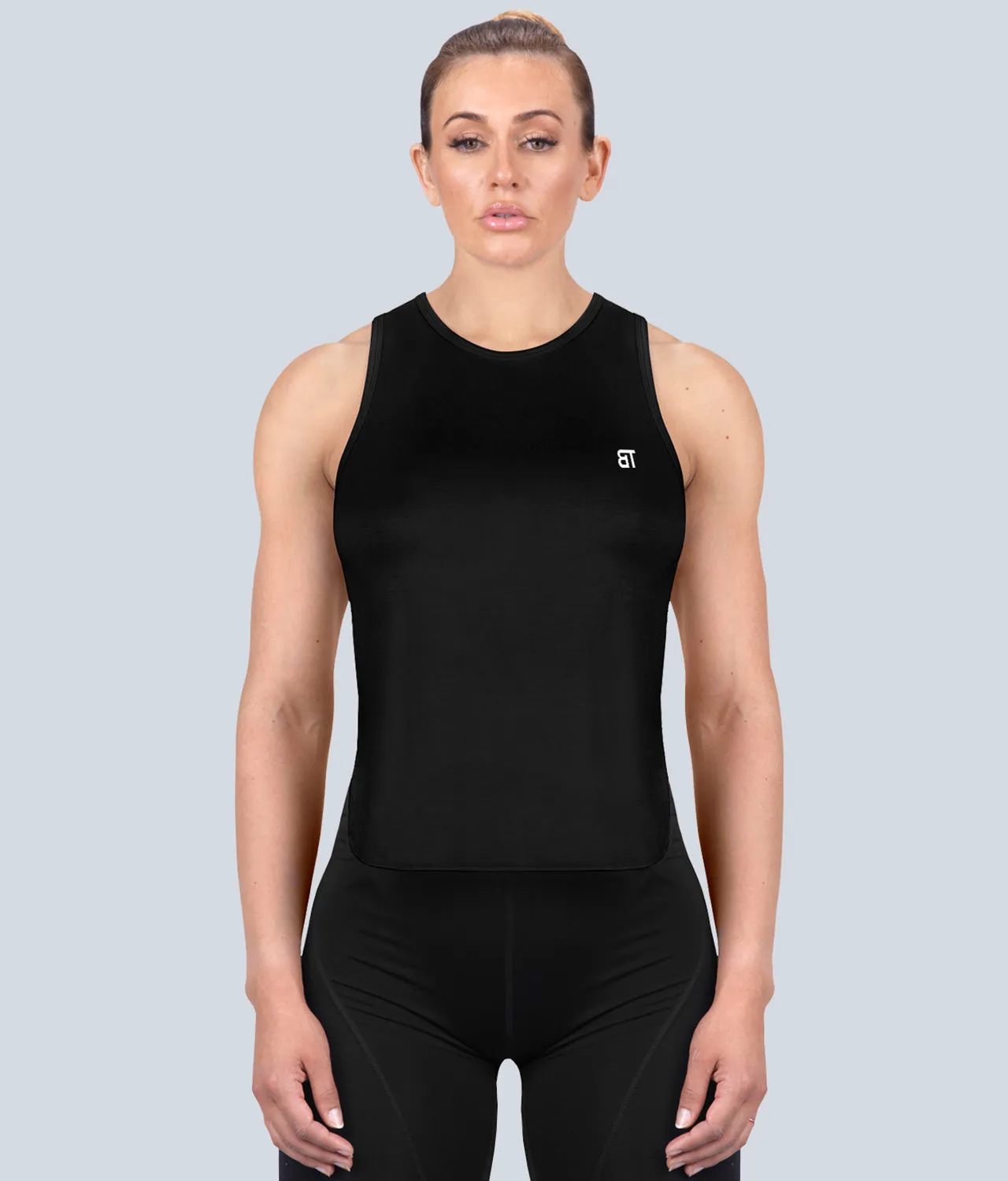 Born Tough Limitless Muscle Black Sheer Running Tank Top for Women