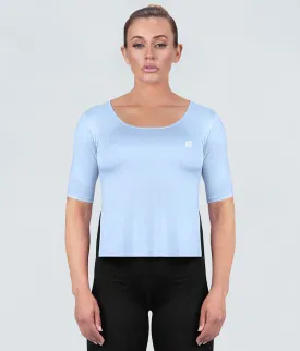 Born Tough True Form Sheer Blue Short Sleeve Running Shirt for Women