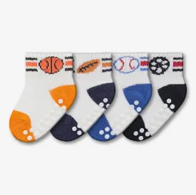 Boys Sports Quarter Socks - Non Skid - Assorted - Style: 4104