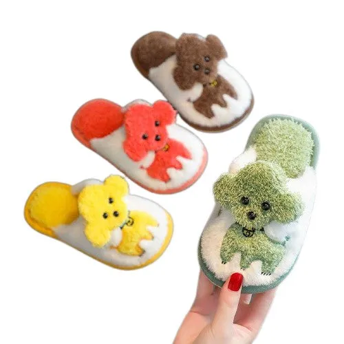 Cartoon Dog Design Warm Plush Cute Slippers For Kids