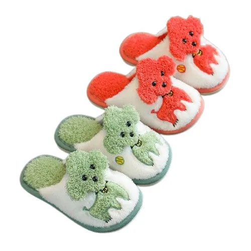 Cartoon Dog Design Warm Plush Cute Slippers For Kids