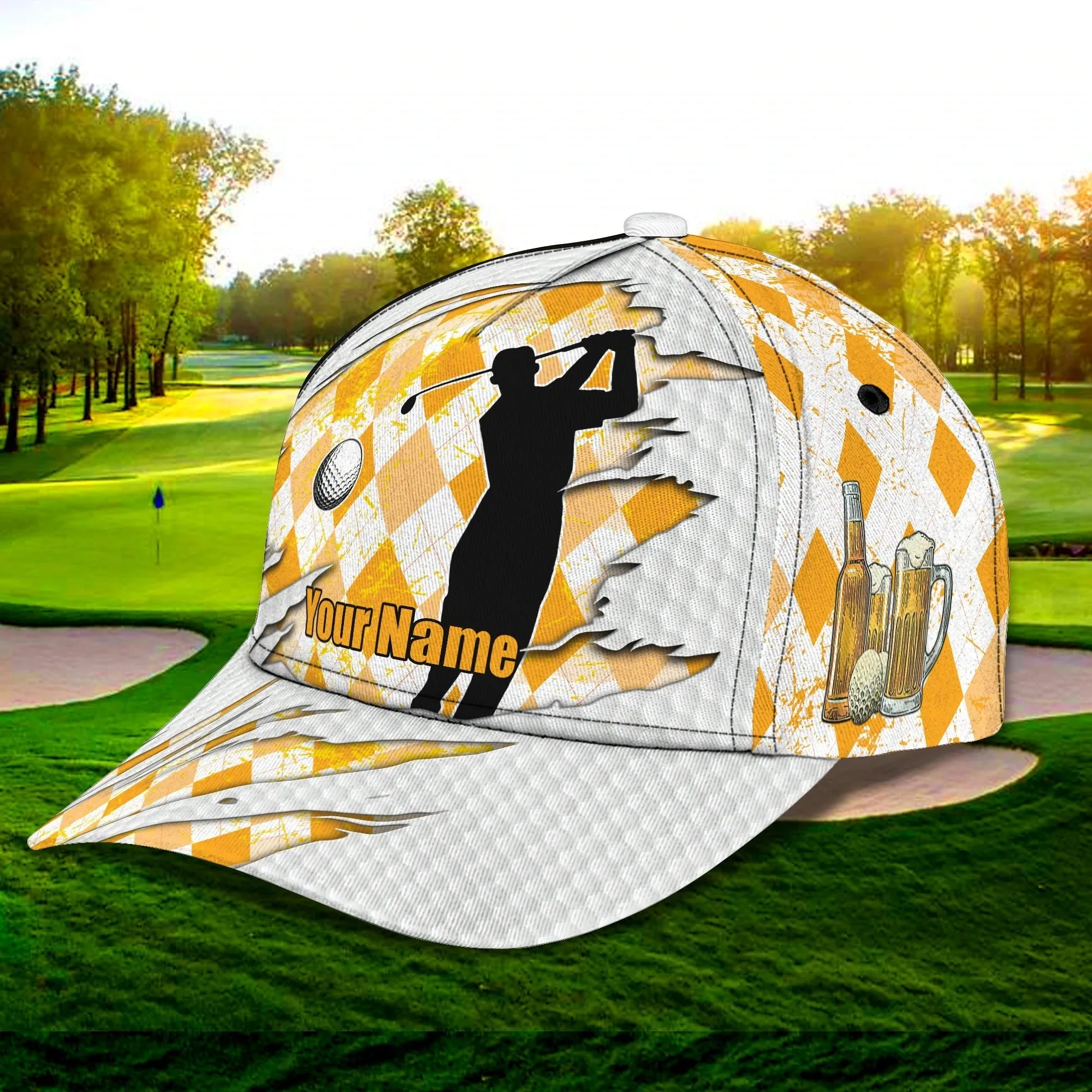 Customized 3D All Over Print Mens Golf Cap For Mens, Birthday Gift For Golf Man, Golfer Friends Best Gifts