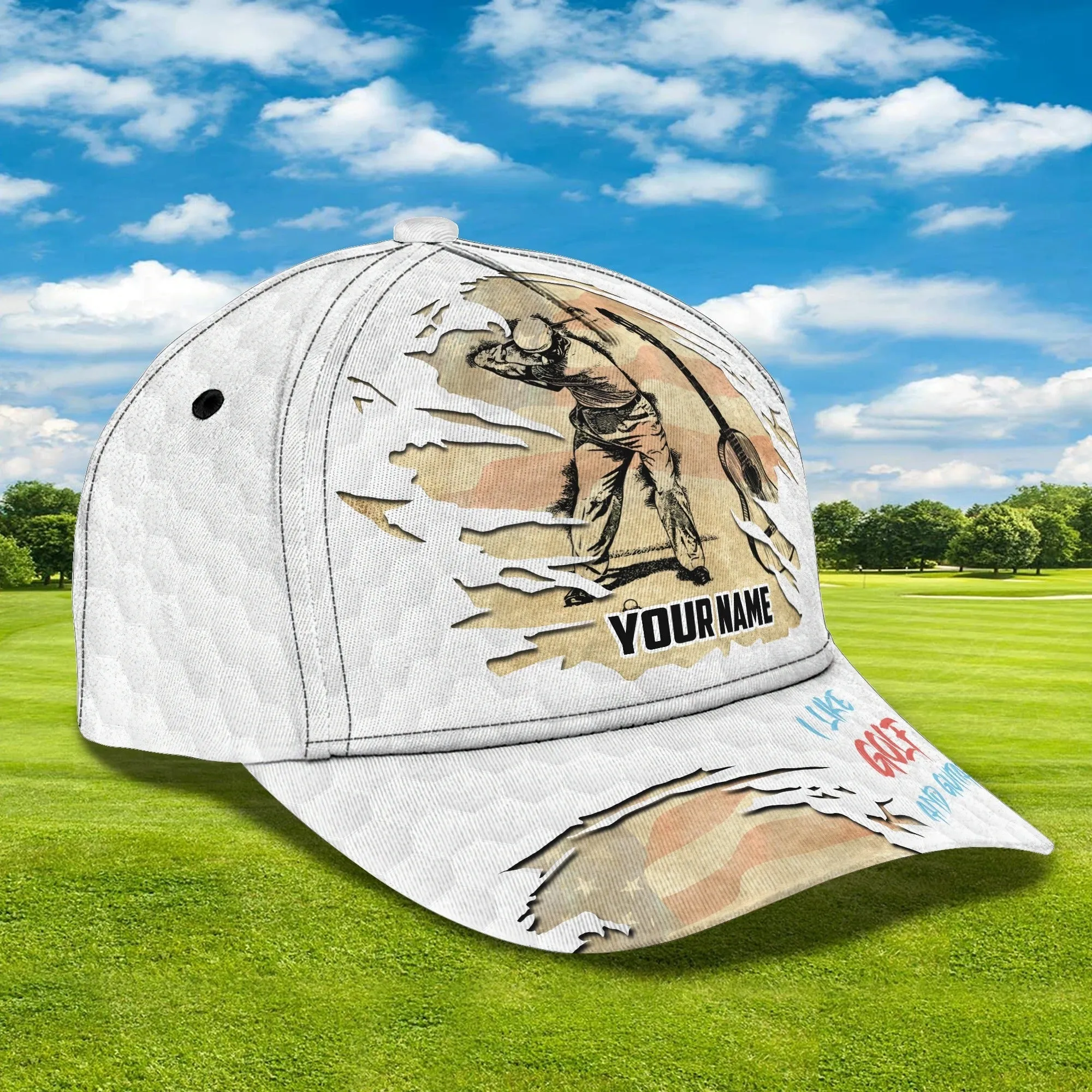 Customized 3D All Over Print Mens Golf Cap For Mens, Birthday Gift For Golf Man, Golfer Friends Best Gifts