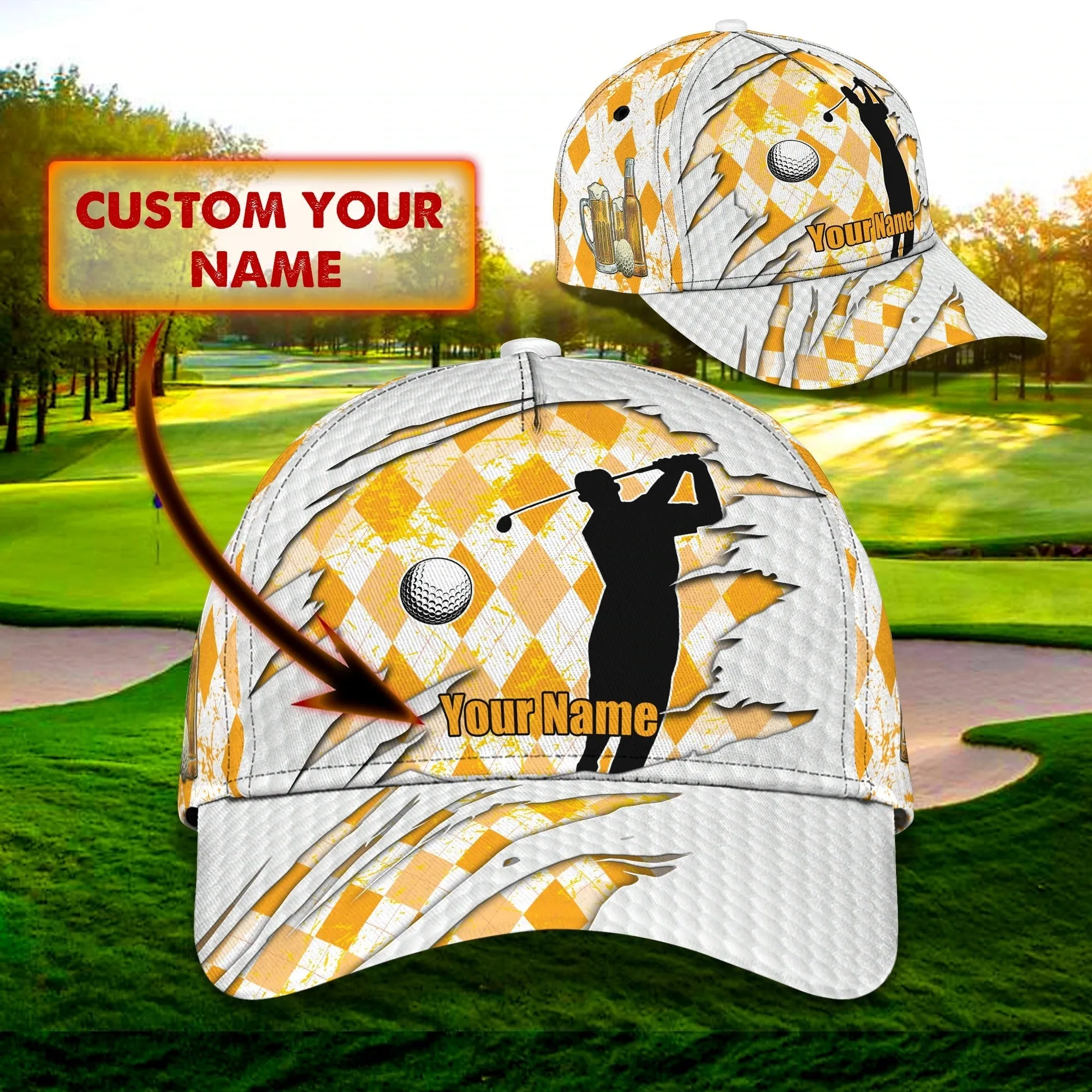 Customized 3D All Over Print Mens Golf Cap For Mens, Birthday Gift For Golf Man, Golfer Friends Best Gifts