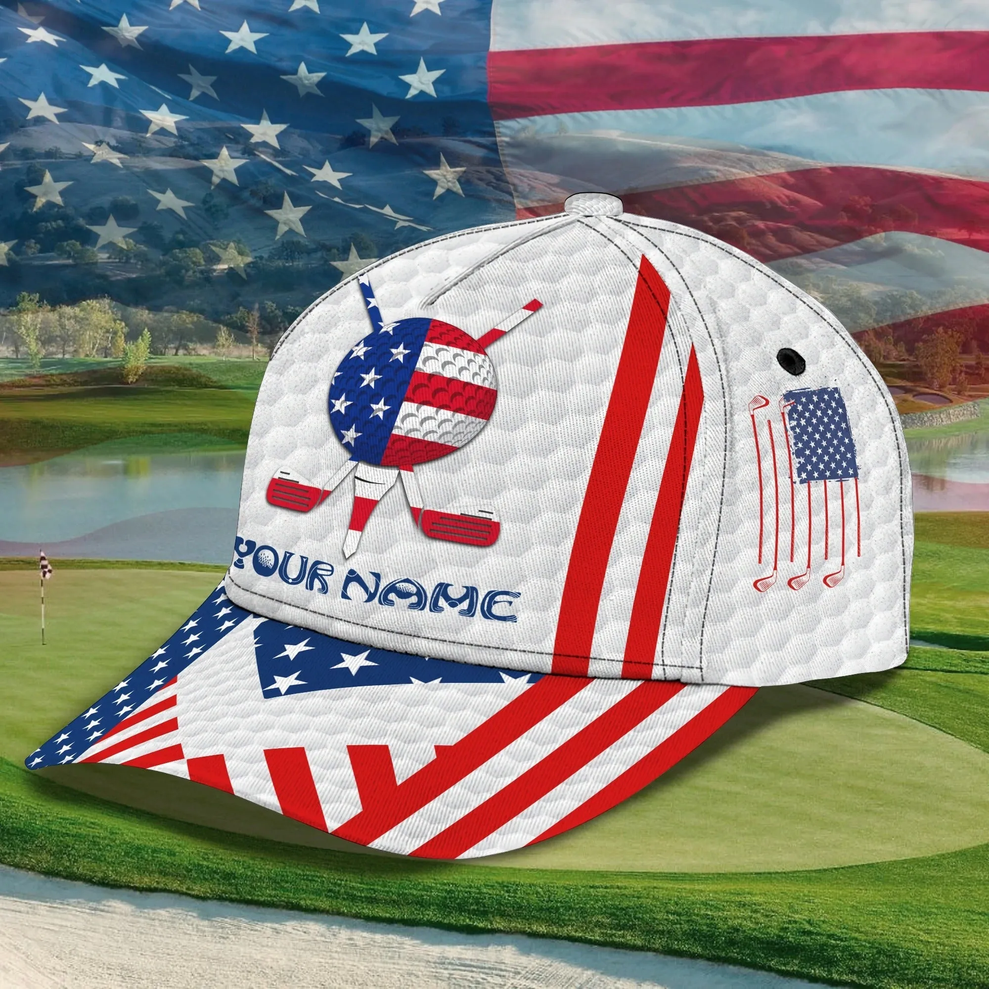 Customized With Name All Over Print 3D Cap For Dad Golf, Man Golfer Hat Caps, Dad Golf Caps