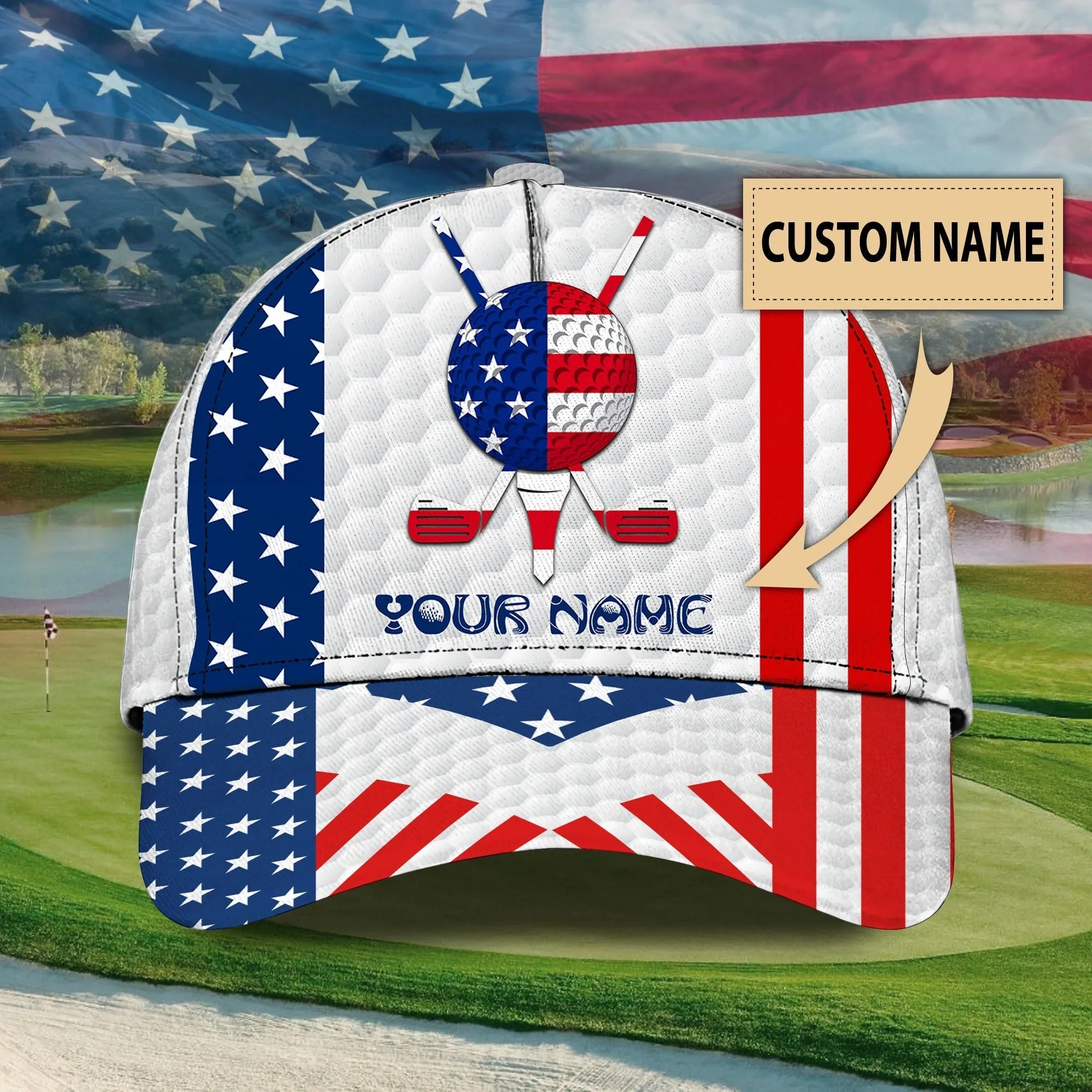 Customized With Name All Over Print 3D Cap For Dad Golf, Man Golfer Hat Caps, Dad Golf Caps