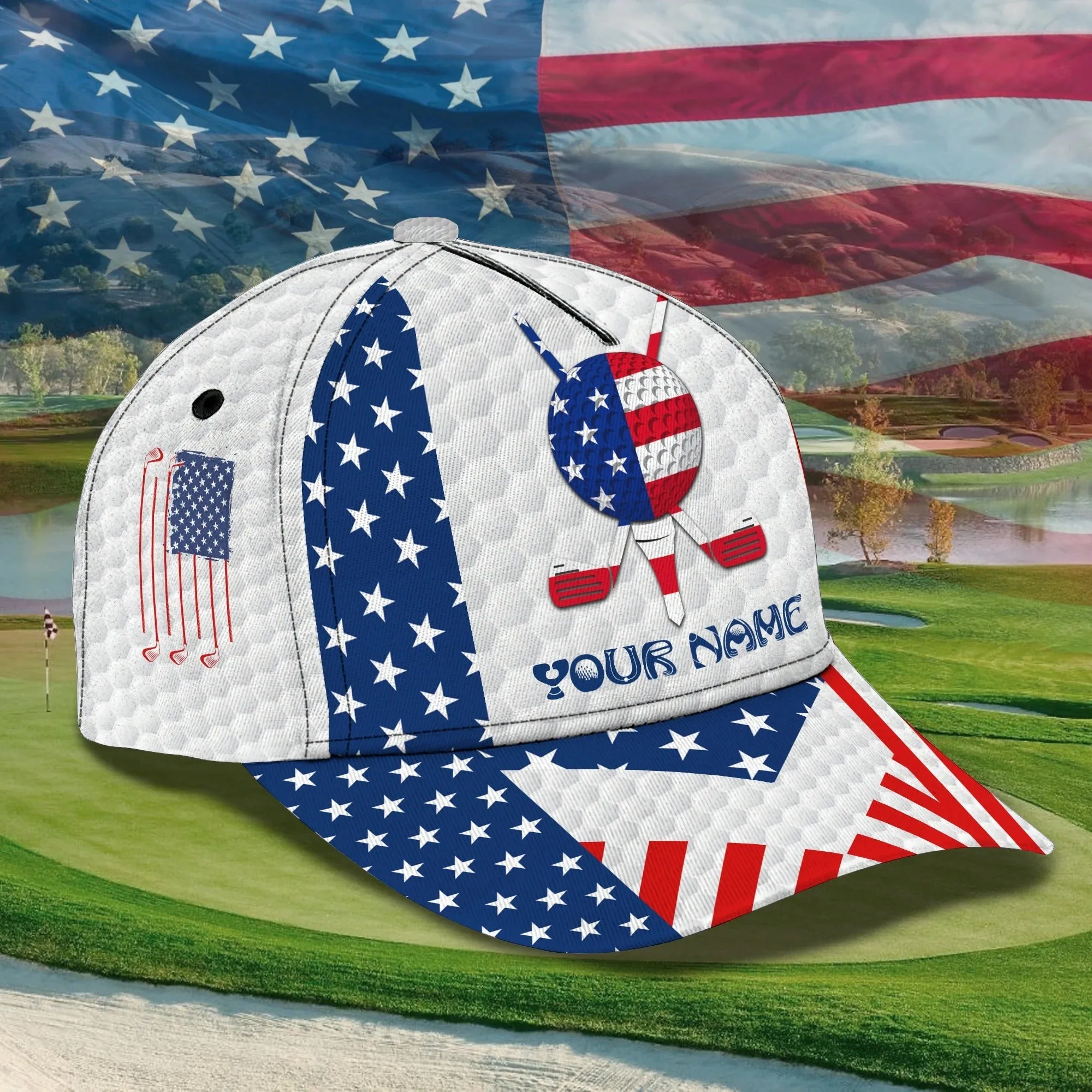 Customized With Name All Over Print 3D Cap For Dad Golf, Man Golfer Hat Caps, Dad Golf Caps