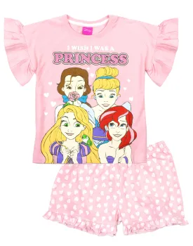 Disney Princesses Girls Pink Short Sleeve Short Leg Pyjama Set