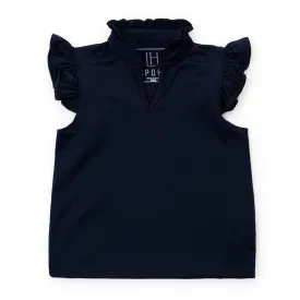 Ellie Girls' Sleeveless Ruffled Top By Lh Sport - Navy