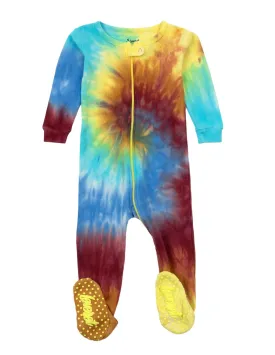 Kids Footed Boy Swirl Tie Dye Pajamas