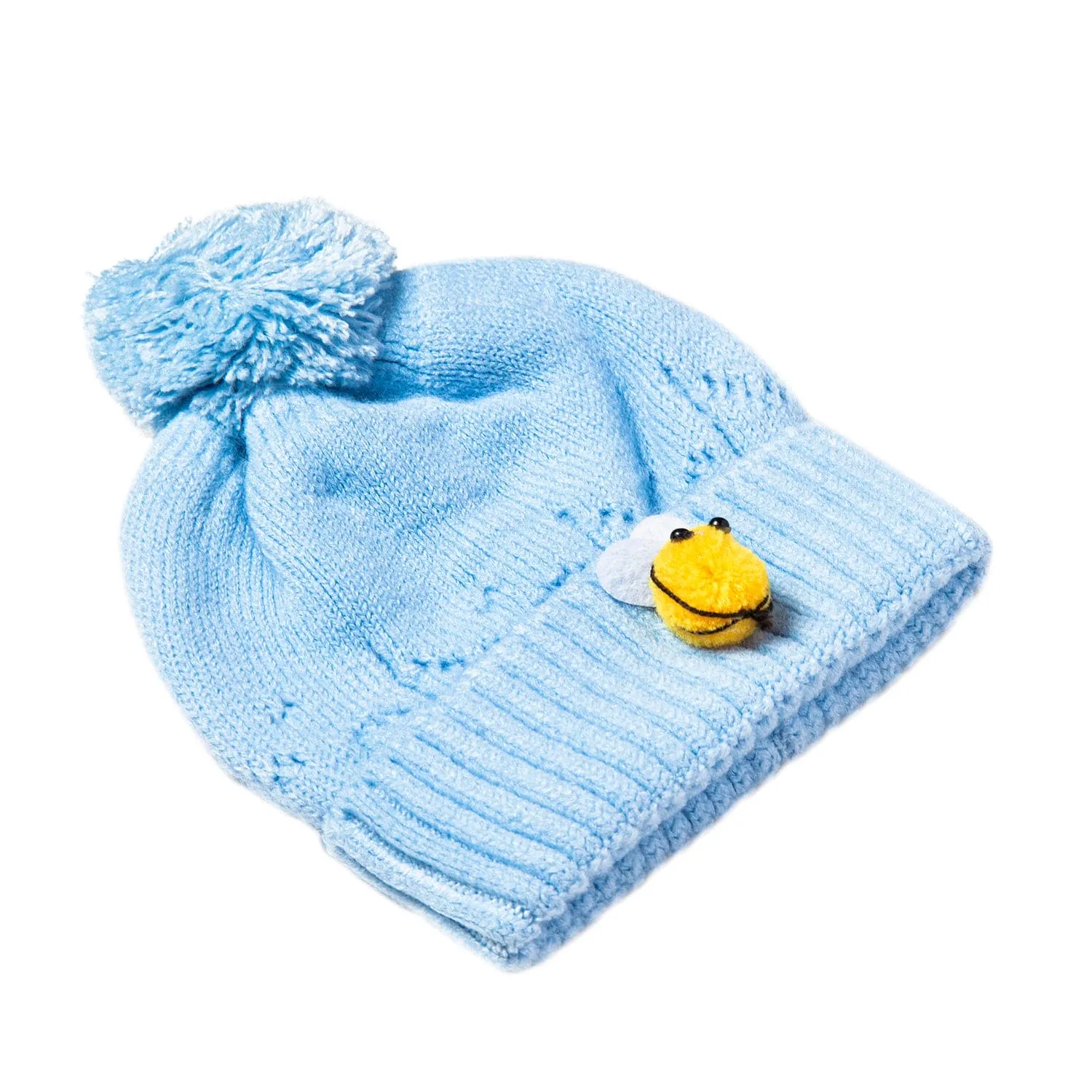 Knit Woollen Cap Honey Bee Blue