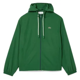 Lacoste Short Water-Resistant Sportsuit Jacket w/ Removable Hood Pine Green