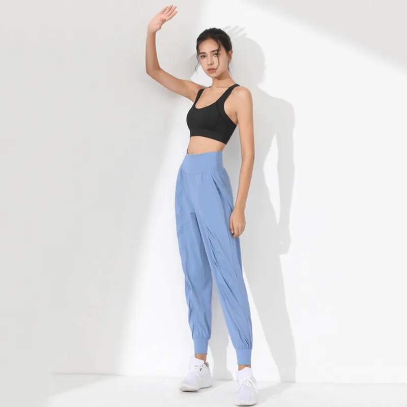 Lightweight Sports Women's Pants with a Wide Belt and Cuffs - SF1135