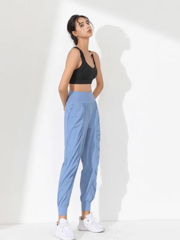 Lightweight Sports Women's Pants with a Wide Belt and Cuffs - SF1135