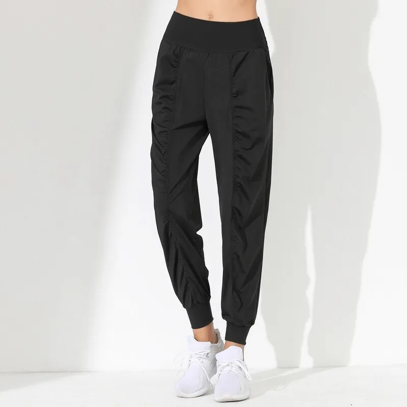 Lightweight Sports Women's Pants with a Wide Belt and Cuffs - SF1135