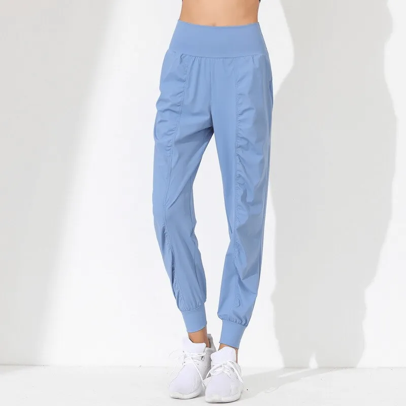 Lightweight Sports Women's Pants with a Wide Belt and Cuffs - SF1135