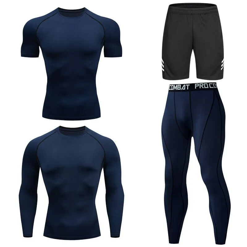 Men Tracksuit Sports Suit Gym Compression Clothing Fitness Running Set Jogging Sportwear Long Sleeves Shirts Sport Suit Rashgard