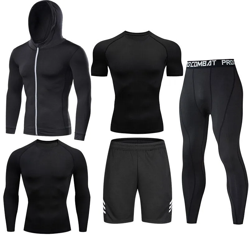 Men Tracksuit Sports Suit Gym Compression Clothing Fitness Running Set Jogging Sportwear Long Sleeves Shirts Sport Suit Rashgard