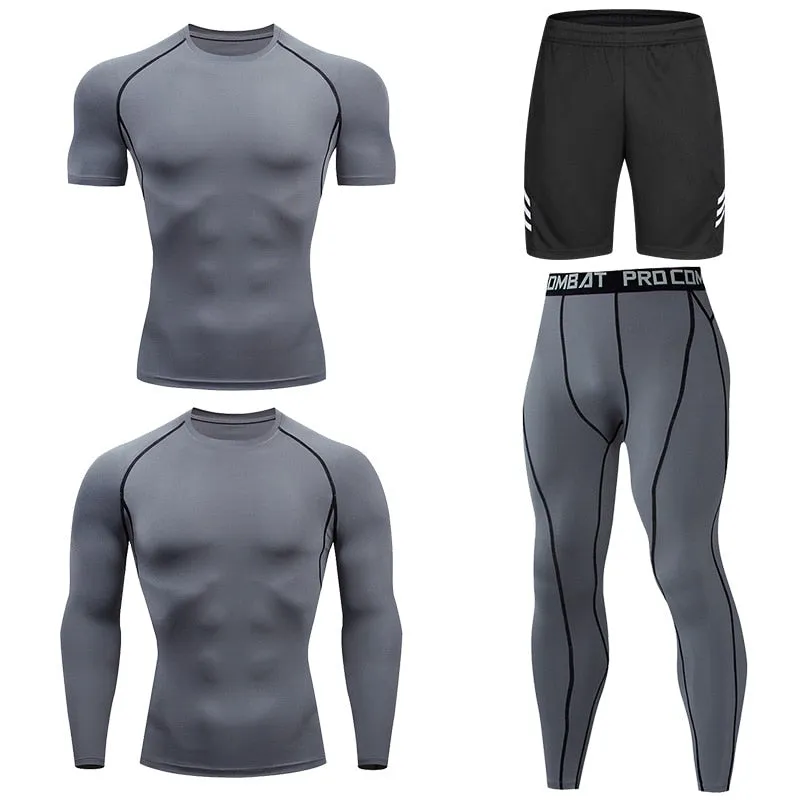 Men Tracksuit Sports Suit Gym Compression Clothing Fitness Running Set Jogging Sportwear Long Sleeves Shirts Sport Suit Rashgard