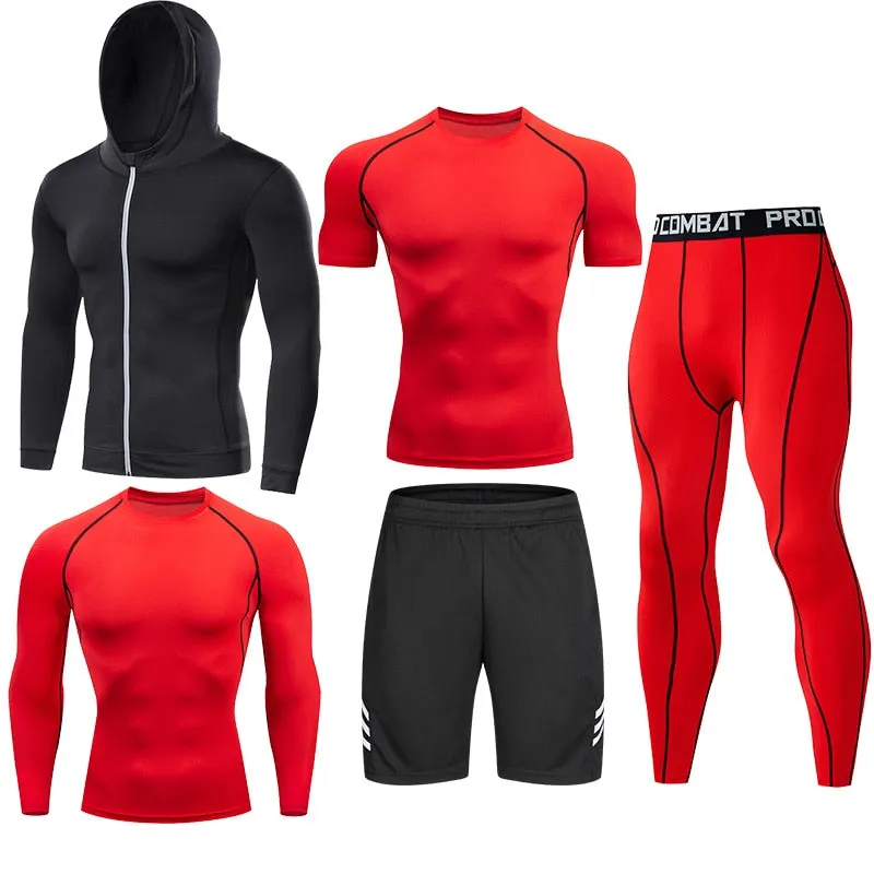 Men Tracksuit Sports Suit Gym Compression Clothing Fitness Running Set Jogging Sportwear Long Sleeves Shirts Sport Suit Rashgard