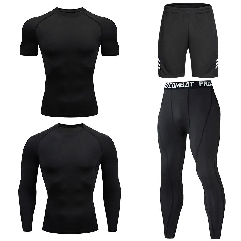 Men Tracksuit Sports Suit Gym Compression Clothing Fitness Running Set Jogging Sportwear Long Sleeves Shirts Sport Suit Rashgard