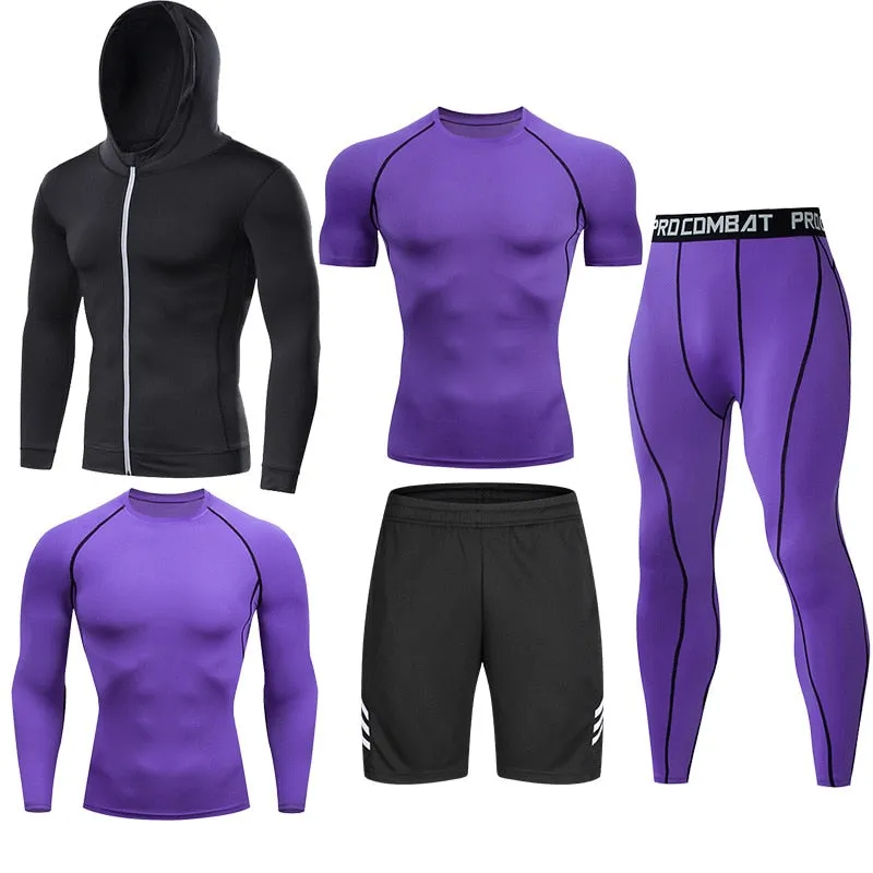 Men Tracksuit Sports Suit Gym Compression Clothing Fitness Running Set Jogging Sportwear Long Sleeves Shirts Sport Suit Rashgard