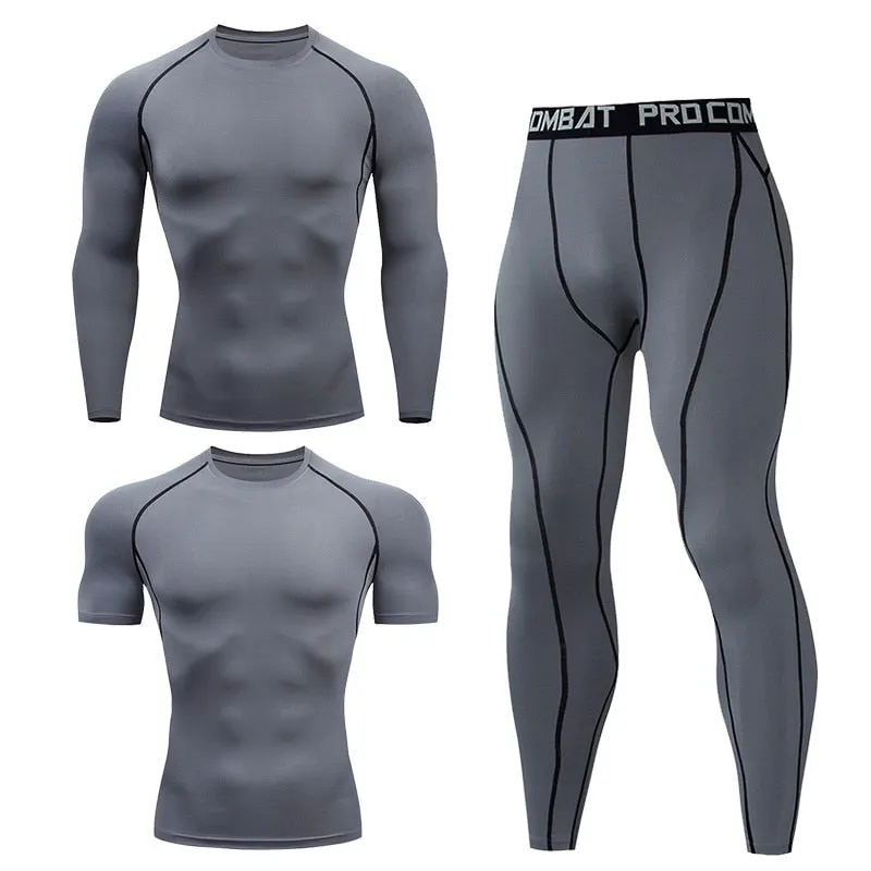 Men Tracksuit Sports Suit Gym Compression Clothing Fitness Running Set Jogging Sportwear Long Sleeves Shirts Sport Suit Rashgard